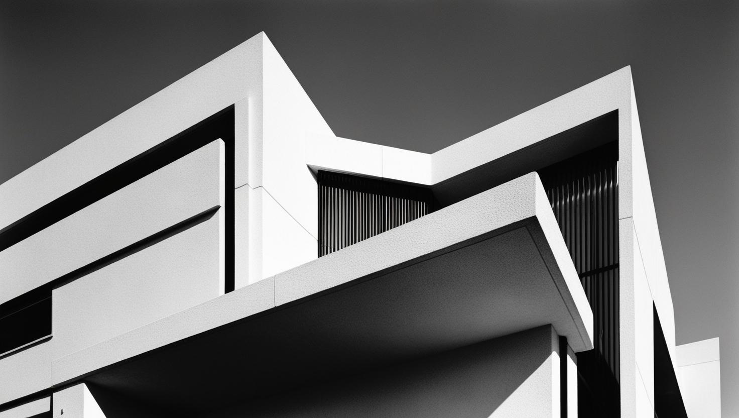 a picture of modern architectural building in black and white